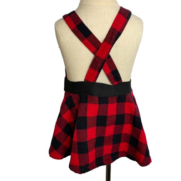 Tommy Hilfiger Infant Pinafore Dress 24m Red Buffalo Plaid Elastic Waist Zipper - Picture 4 of 6